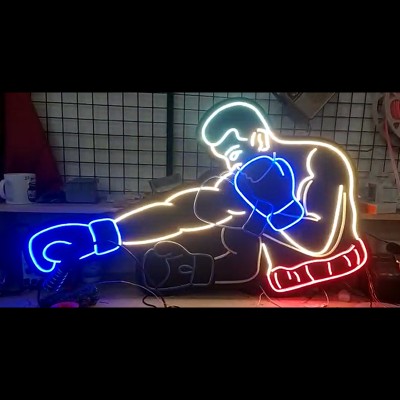 Animasyonlu Yumruk Atan Boksör Neon Led Işıklı Tablo