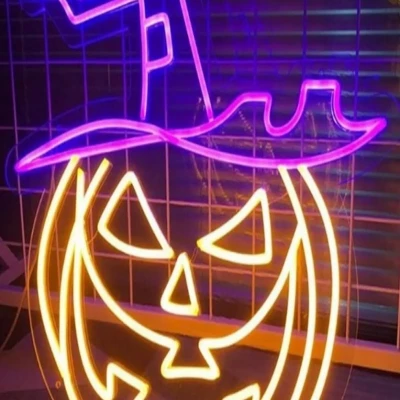 Halloween Kabak Neon Led Işıklı Tablo v2