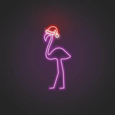 Noel Baba Flamingo Neon Led Işıklı Tablo