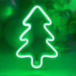 Masaüstü İçin Küçük Çam Ağacı Şeklinde Neon Led Işıklı Tablo 14 x 20 cm 