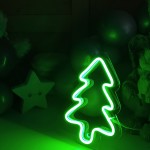 Masaüstü İçin Küçük Çam Ağacı Şeklinde Neon Led Işıklı Tablo 14 x 20 cm 