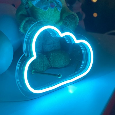 Çocuk Odası İçin Masaüstü Küçük Bulut Şeklinde Neon Led Işıklı Tablo 20 x 14 cm