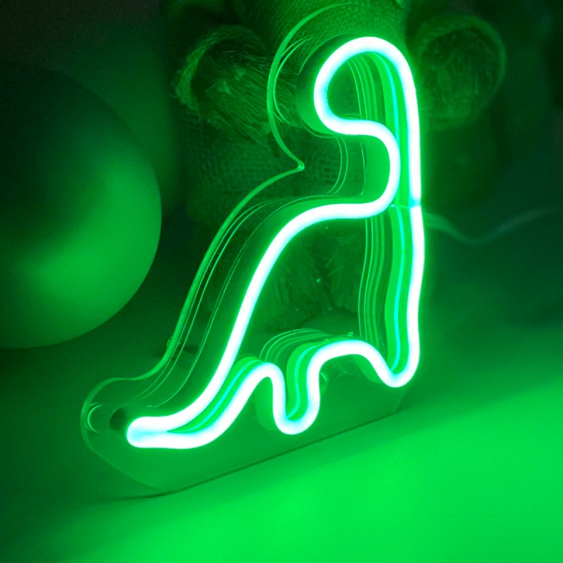 Çocuk Odası İçin Masaüstü Küçük Dinozor Şeklinde Neon Led Işıklı Tablo 15 x 15 cm