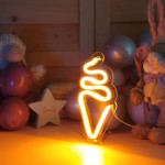 Çocuk Odası İçin Masaüstü Küçük Dondurma Şeklinde Neon Led Işıklı Tablo 9 x 20 cm