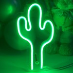 Çocuk Odası İçin Masaüstü Küçük Kaktüs Şeklinde Neon Led Işıklı Tablo 11 x 20 cm