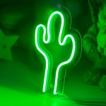 Çocuk Odası İçin Masaüstü Küçük Kaktüs Şeklinde Neon Led Işıklı Tablo 11 x 20 cm