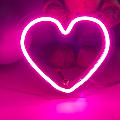 Çocuk Odası İçin Masaüstü Küçük Kalp Şeklinde Neon Led Işıklı Tablo 15 x 13 cm