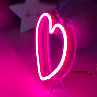 Çocuk Odası İçin Masaüstü Küçük Kalp Şeklinde Neon Led Işıklı Tablo 15 x 13 cm