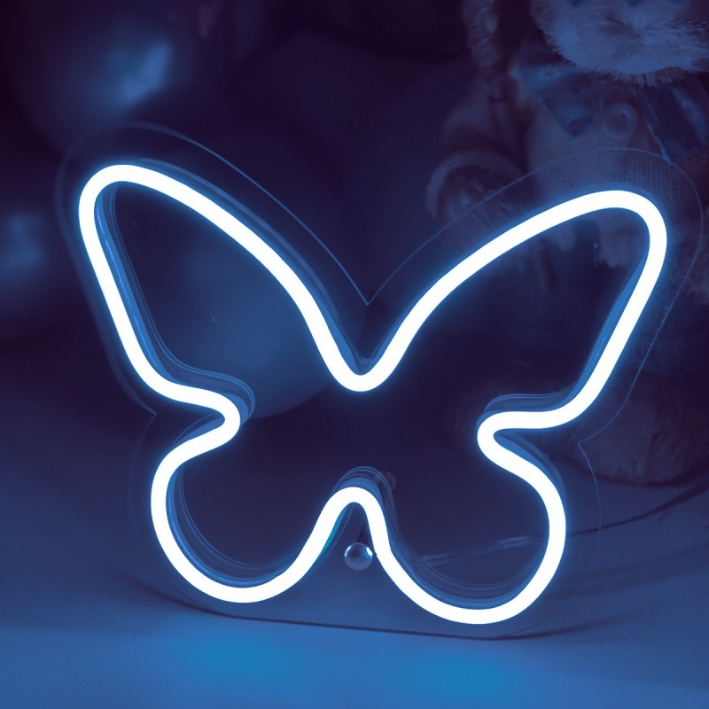 Masaüstü İçin Küçük Kelebek Şeklinde Neon Led Işıklı Tablo 20 x 16 cm 