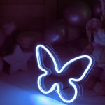 Masaüstü İçin Küçük Kelebek Şeklinde Neon Led Işıklı Tablo 20 x 16 cm 