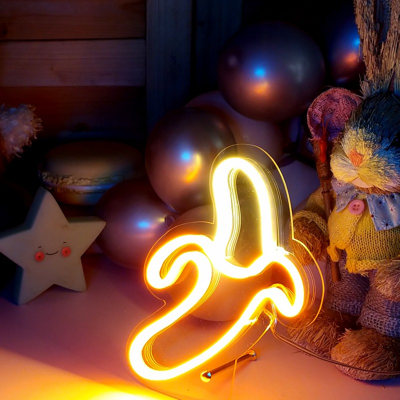 Çocuk Odası İçin Masaüstü Küçük Muz Şeklinde Neon Led Işıklı Tablo 14 x 20 cm