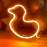 Çocuk Odası İçin Masaüstü Küçük Ördek Şeklinde Neon Led Işıklı Tablo 18 x 16 cm