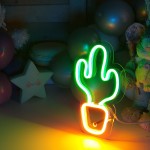 Çocuk Odası İçin Masaüstü Küçük Kaktüs v2 Şeklinde Neon Led Işıklı Tablo 11 x 20 cm