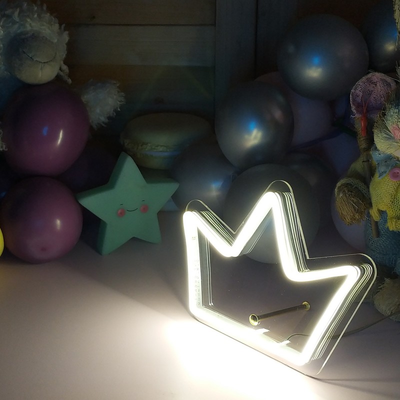 Masaüstü İçin Küçük Kral Tacı Şeklinde Neon Led Işıklı Tablo 20 x 15 cm 