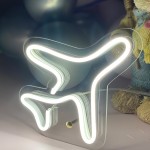 Çocuk Odası İçin Masaüstü Küçük Uçak Şeklinde Neon Led Işıklı Tablo 16 x 16 cm