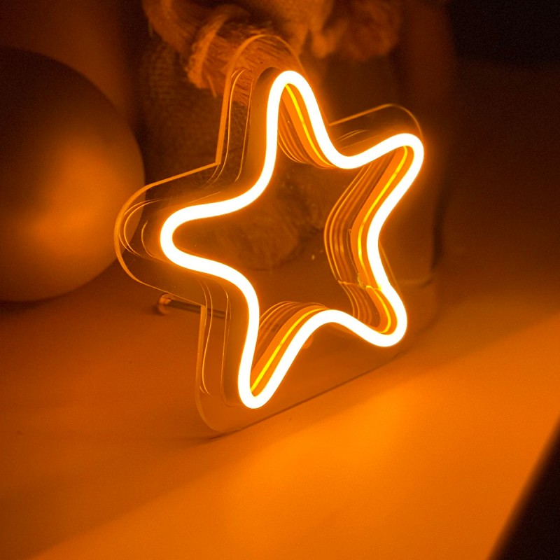 Masaüstü İçin Küçük Yıldız Şeklinde Neon Led Işıklı Tablo 15 x 14 cm 