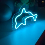 Masaüstü İçin Küçük Yunus Şeklinde Neon Led Işıklı Tablo 20 x 12 cm 