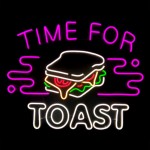 Time For Toast Yazılı ve Tost Şeklinde Neon Led Işıklı Tablo