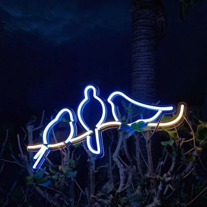 3 Kuş Neon Led Işıklı Tablo