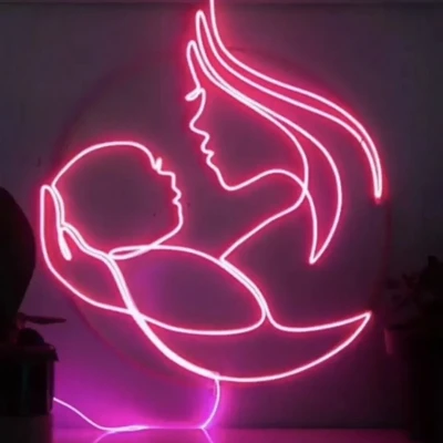 Anne Bebek Neon Led Işıklı Tablo