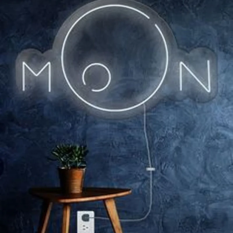 Ay Figürü Moon Neon Led Işıklı Tablo