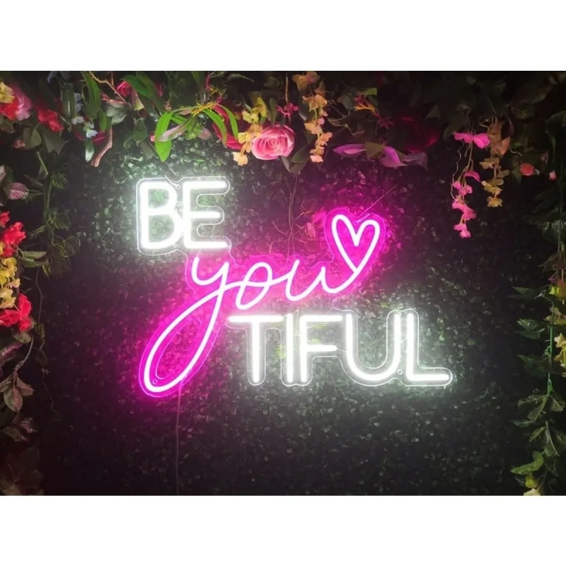 Be You Tiful Yazılı Neon Led Işıklı Tablo