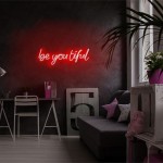 Be Youtiful yazısı Neon Led Işıklı Tablo