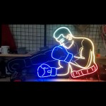 Animasyonlu Yumruk Atan Boksör Neon Led Işıklı Tablo