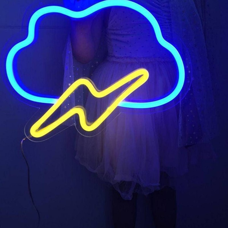 Bulut ve Şimşek Neon Led Işıklı Tablo
