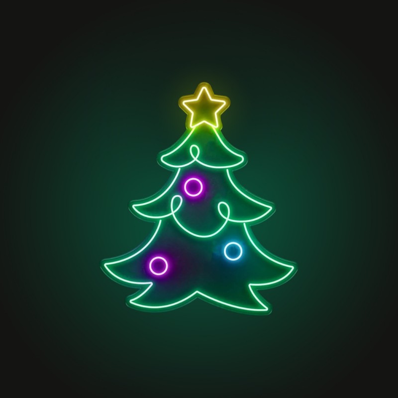 Çam Ağacı Neon Led Işıklı Tablo