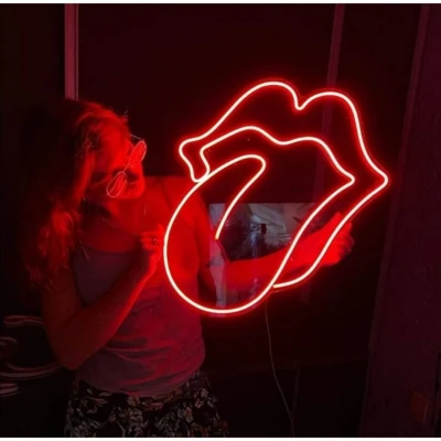 Dudak The Rolling Stones Neon Led Işıklı Tablo