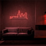 Şehir Görüntüsü Neon Led Işıklı Tablo