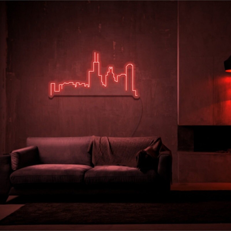 Şehir Görüntüsü Neon Led Işıklı Tablo