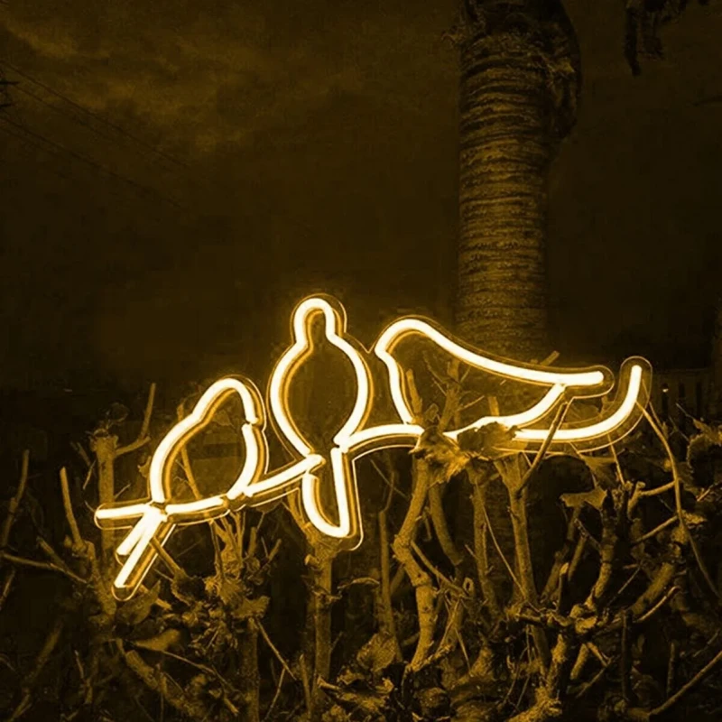 Bird 3 Kuş Neon Led Işıklı Tablo