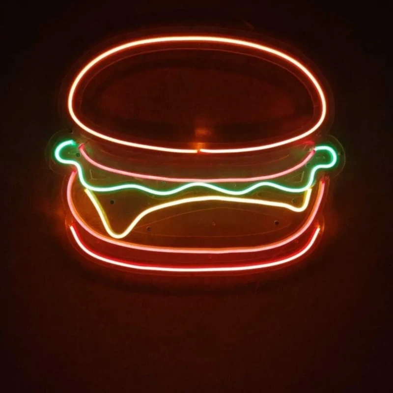Hamburger Neon Led Işıklı Tablo