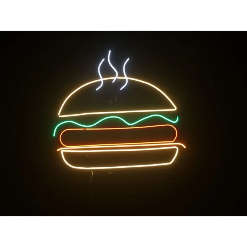 Hamburger Figürü Neon Led Işıklı Tablo