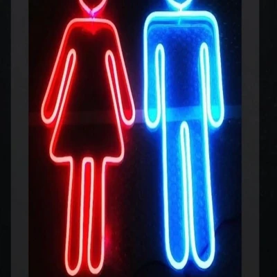 Erkek Kadın Wc Neon Led Işıklı Tablo