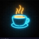 Kahve Fincanı Neon Led Işıklı Tablo