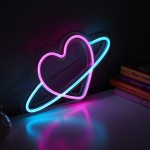 Kalp Gezegeni Neon Led Işıklı Tablo