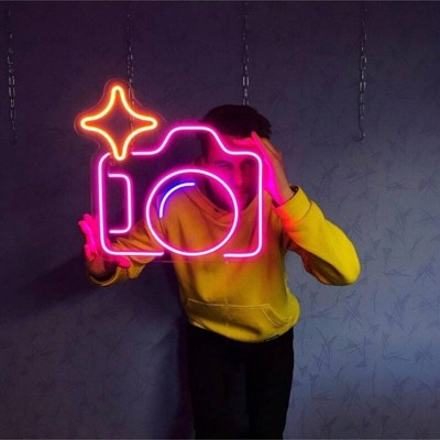 Kamera Neon Led Işıklı Tablo