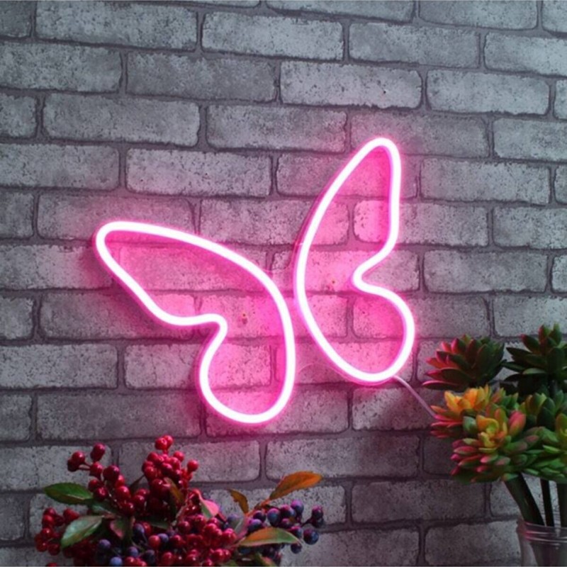 Kelebek Neon Led Işıklı Tablo