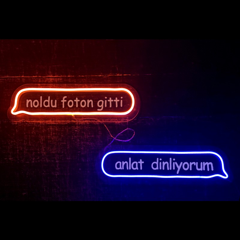 Konuşma Balonu 2'li Set (İçi Baskılı) Neon Led Işıklı Tablo