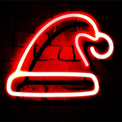 Noel Şapka Neon Led Işıklı Tablo