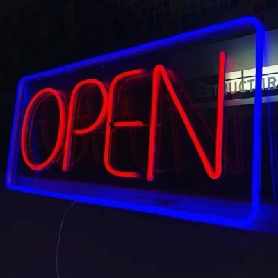 Open Yazılı Neon Led Işıklı Tablo