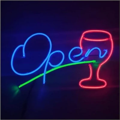 Open Yazılı Neon Led Işıklı Tablo v2
