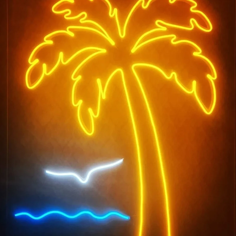 Palmiye Ağacı Figürü Neon Led Işıklı Tablo