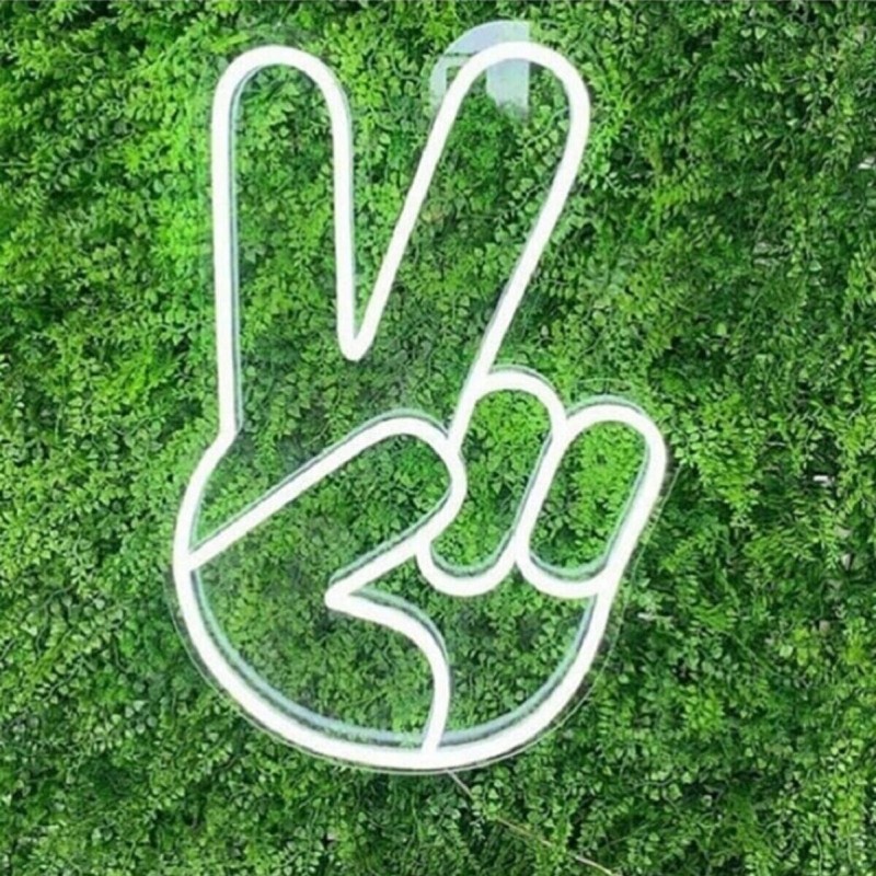 Peace İşareti Neon Led Işıklı Tablo