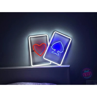 Poker Neon Led Işıklı Tablo