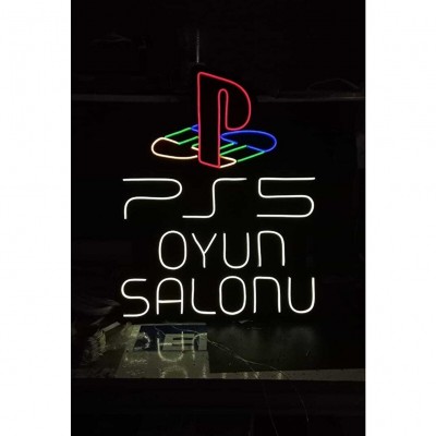 PS5 Oyun Konsolu Logosu Neon Led Işıklı Tablo