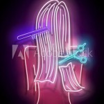 Saç Bakımı Yapan Kadın Neon Led Işıklı Tablo
